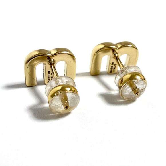 Miu Miu Miu Women's Enamel Metal Earrings in Green with Aftermarket Backings - Picture 2 of 9